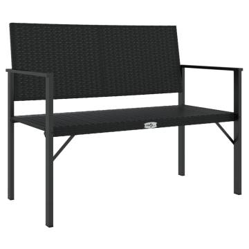 2-Seater Garden Bench Black Poly Rattan - Cozy Outdoor Seating