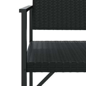 2-Seater Garden Bench Black Poly Rattan - Cozy Outdoor Seating