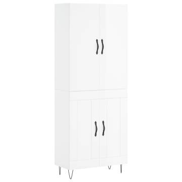 Stylish Highboard High Gloss White - 69.5x34x180 cm