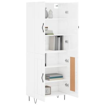 Stylish Highboard High Gloss White - 69.5x34x180 cm