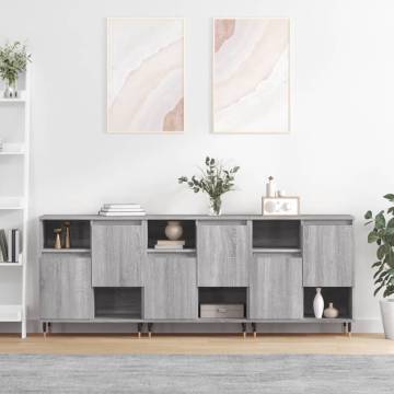 Elegant 3-Piece Grey Sonoma Engineered Wood Sideboard Set