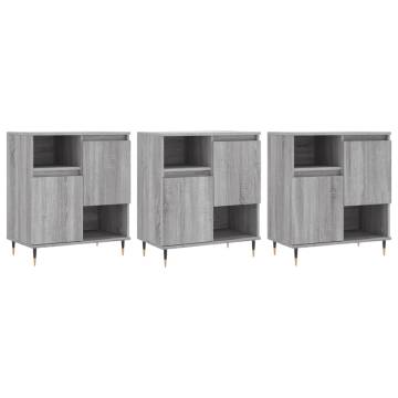 Elegant 3-Piece Grey Sonoma Engineered Wood Sideboard Set