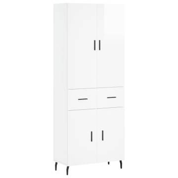 Stylish Highboard High Gloss White - 69.5cm x 180cm | HipoMarket