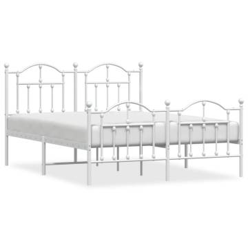 Metal Bed Frame with Headboard & Footboard - King Size White