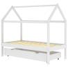 Kids Bed Frame with Drawer - Solid Pine Wood - 80x160 cm