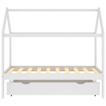 Kids Bed Frame with Drawer - Solid Pine Wood - 80x160 cm