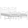 Metal Bed Frame with Headboard & Footboard - King Size White