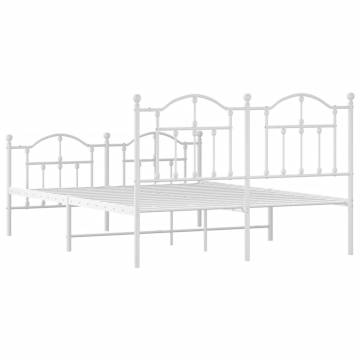 Metal Bed Frame with Headboard & Footboard - King Size White