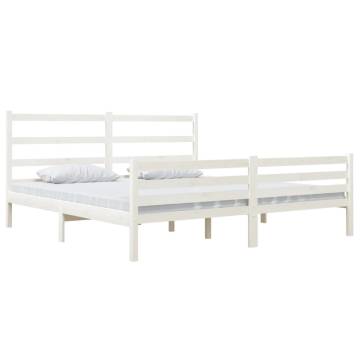 White Solid Wood Pine Bed Frame 180x200 cm Super King Size