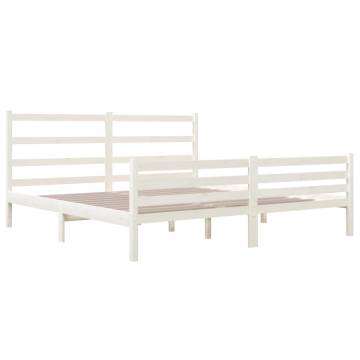 White Solid Wood Pine Bed Frame 180x200 cm Super King Size