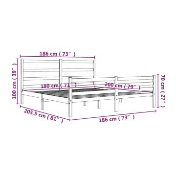 White Solid Wood Pine Bed Frame 180x200 cm Super King Size