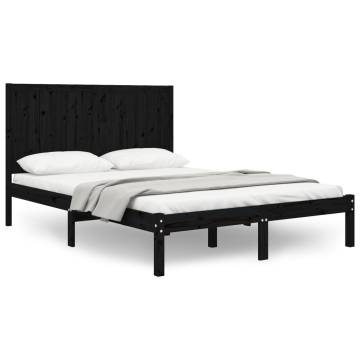 Black Solid Wood Pine Bed Frame 120x200 cm - Modern Design