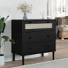 Drawer Cabinet SENJA Rattan Look Black 80x40x80 cm Solid Wood Pine Colour black Quantity in Package 1 