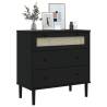 Drawer Cabinet SENJA Rattan Look - Black Wood 80x40x80 cm