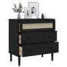 Drawer Cabinet SENJA Rattan Look - Black Wood 80x40x80 cm