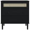 Drawer Cabinet SENJA Rattan Look - Black Wood 80x40x80 cm