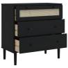 Drawer Cabinet SENJA Rattan Look - Black Wood 80x40x80 cm