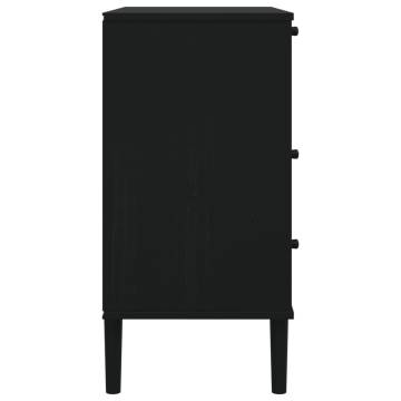 Drawer Cabinet SENJA Rattan Look - Black Wood 80x40x80 cm