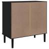 Drawer Cabinet SENJA Rattan Look - Black Wood 80x40x80 cm