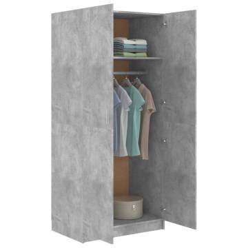 Concrete Grey Wardrobe 80x52x180 cm - Stylish Storage Solution