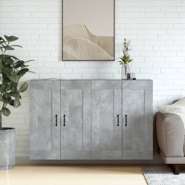 Wall Mounted Cabinets - 2 pcs Concrete Grey Engineered Wood