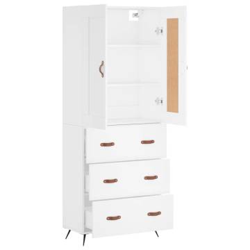 Elegant Highboard White 69.5x34x180 cm | Durable Storage Solution