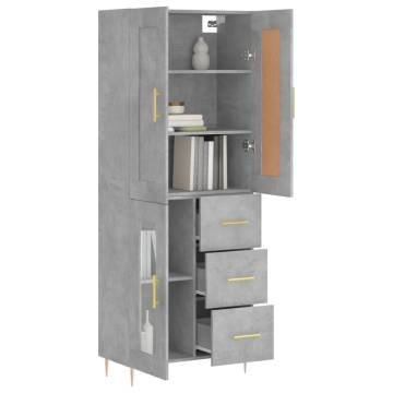 Stylish Highboard in Concrete Grey - 69.5x34x180 cm