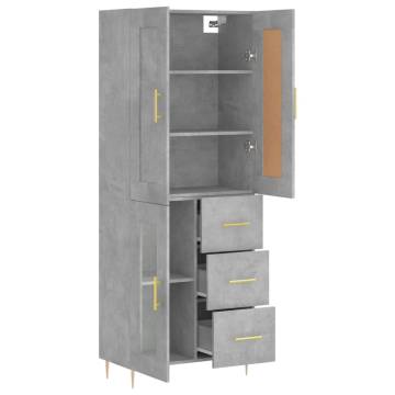 Stylish Highboard in Concrete Grey - 69.5x34x180 cm