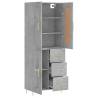 Stylish Highboard in Concrete Grey - 69.5x34x180 cm