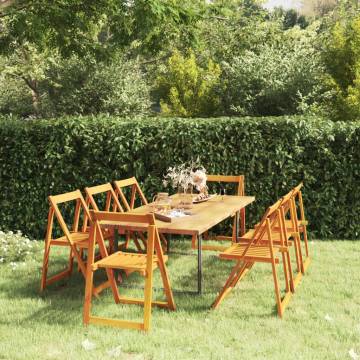 Folding Garden Chairs - 8 pcs Solid Acacia Wood | Hipo Market