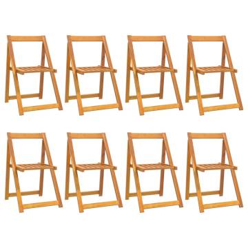 Folding Garden Chairs - 8 pcs Solid Acacia Wood | Hipo Market