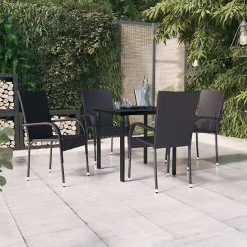 5 Piece Black Outdoor Dining Set - Durable & Stylish