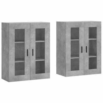 Wall Mounted Cabinets - 2 pcs Concrete Grey Engineered Wood