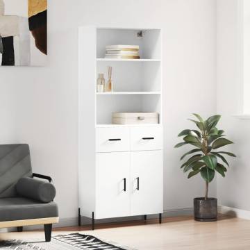 Stylish Highboard White 69.5x34x180 cm - Hipomarket