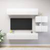 6 Piece High Gloss White TV Cabinet Set - Modern Design