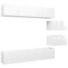 6 Piece High Gloss White TV Cabinet Set - Modern Design