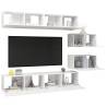 6 Piece High Gloss White TV Cabinet Set - Modern Design