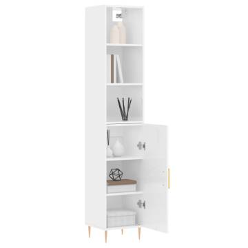 Stylish Highboard White - 34.5x34x180 cm Engineered Wood