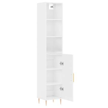 Stylish Highboard White - 34.5x34x180 cm Engineered Wood