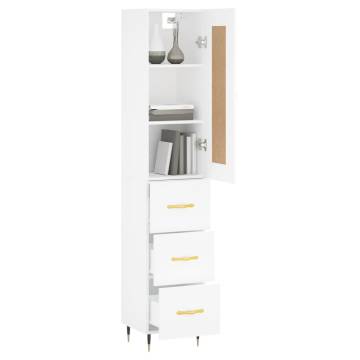 Stylish Highboard in White - 34.5x34x180 cm Engineered Wood