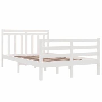 White Solid Wood Bed Frame 120x190 cm - Stylish Small Double