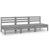 3 Piece Garden Lounge Set Grey Solid Pinewood - Relax Outdoors