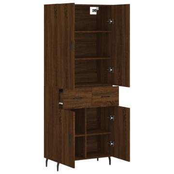 Stylish Highboard Brown Oak - 69.5x34x180 cm