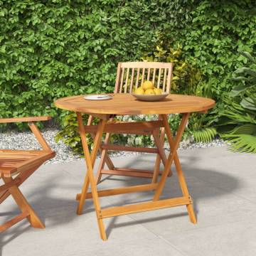 Folding Garden Table Ø 90x75 cm - Solid Acacia Wood