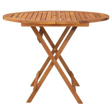 Folding Garden Table Ø 90x75 cm - Solid Acacia Wood