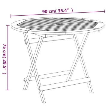 Folding Garden Table Ø 90x75 cm - Solid Acacia Wood