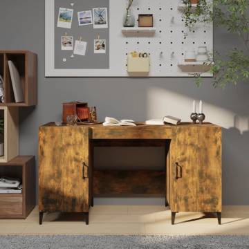 Desk Smoked Oak 140x50x75 cm - Stylish Engineered Wood Design