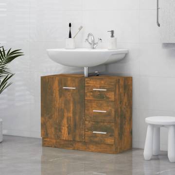 Sink Cabinet Smoked Oak 63x30x54 cm | Stylish Bathroom Storage