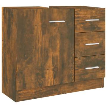 Sink Cabinet Smoked Oak 63x30x54 cm | Stylish Bathroom Storage