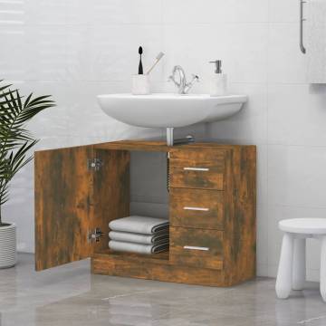 Sink Cabinet Smoked Oak 63x30x54 cm | Stylish Bathroom Storage